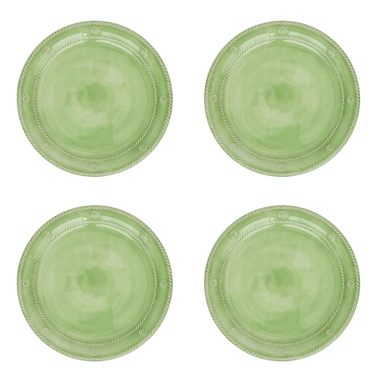 Juliska Berry & Thread Set of 4 Melamine Salad Plates, Seagrass