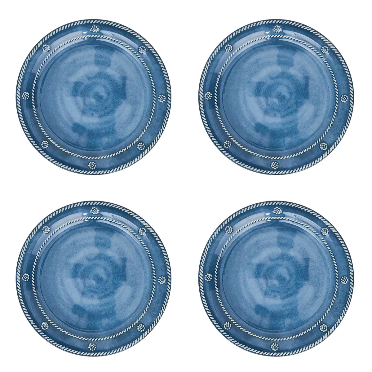 Juliska Berry & Thread Set of 4 Melamine Salad Plates, Ocean