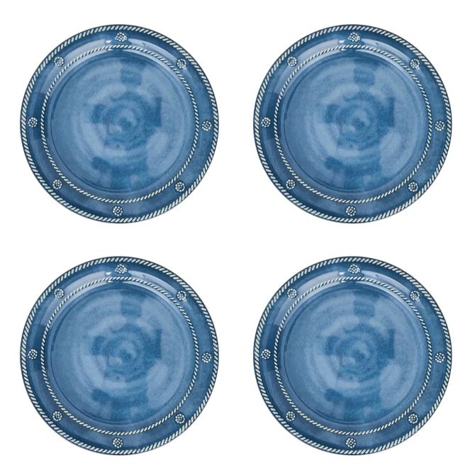 Juliska Berry & Thread Set of 4 Melamine Salad Plates, Ocean