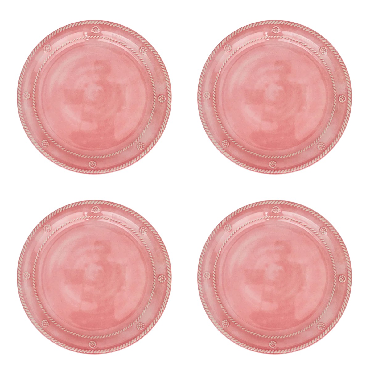 Juliska Berry & Thread Set of 4 Melamine Salad Plates, Coral