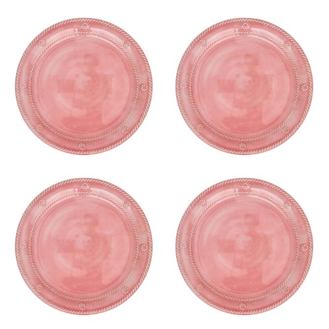 Juliska Berry & Thread Set of 4 Melamine Salad Plates, Coral
