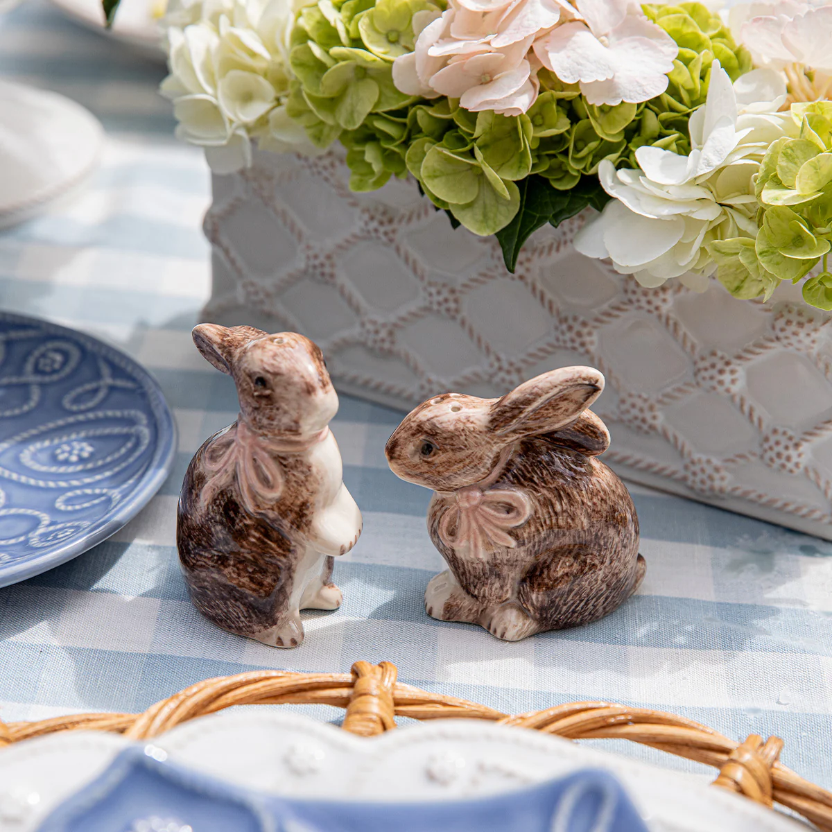 Juliska Clever Creatures Bunny 2 Piece Salt and Pepper Set, Napoleon and Josephine