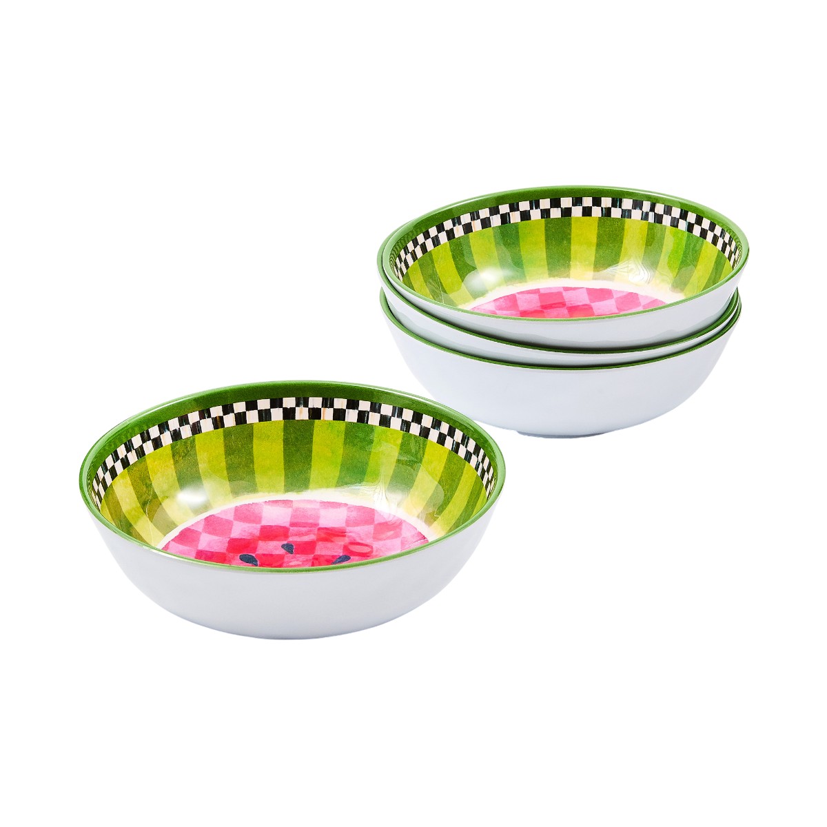 MacKenzie-Childs Set of 4 Small Melamine Bowls, Watermelon