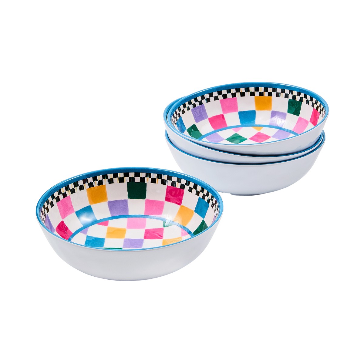 MacKenzie-Childs Set of 4 Small Melamine Bowls, Jamboree