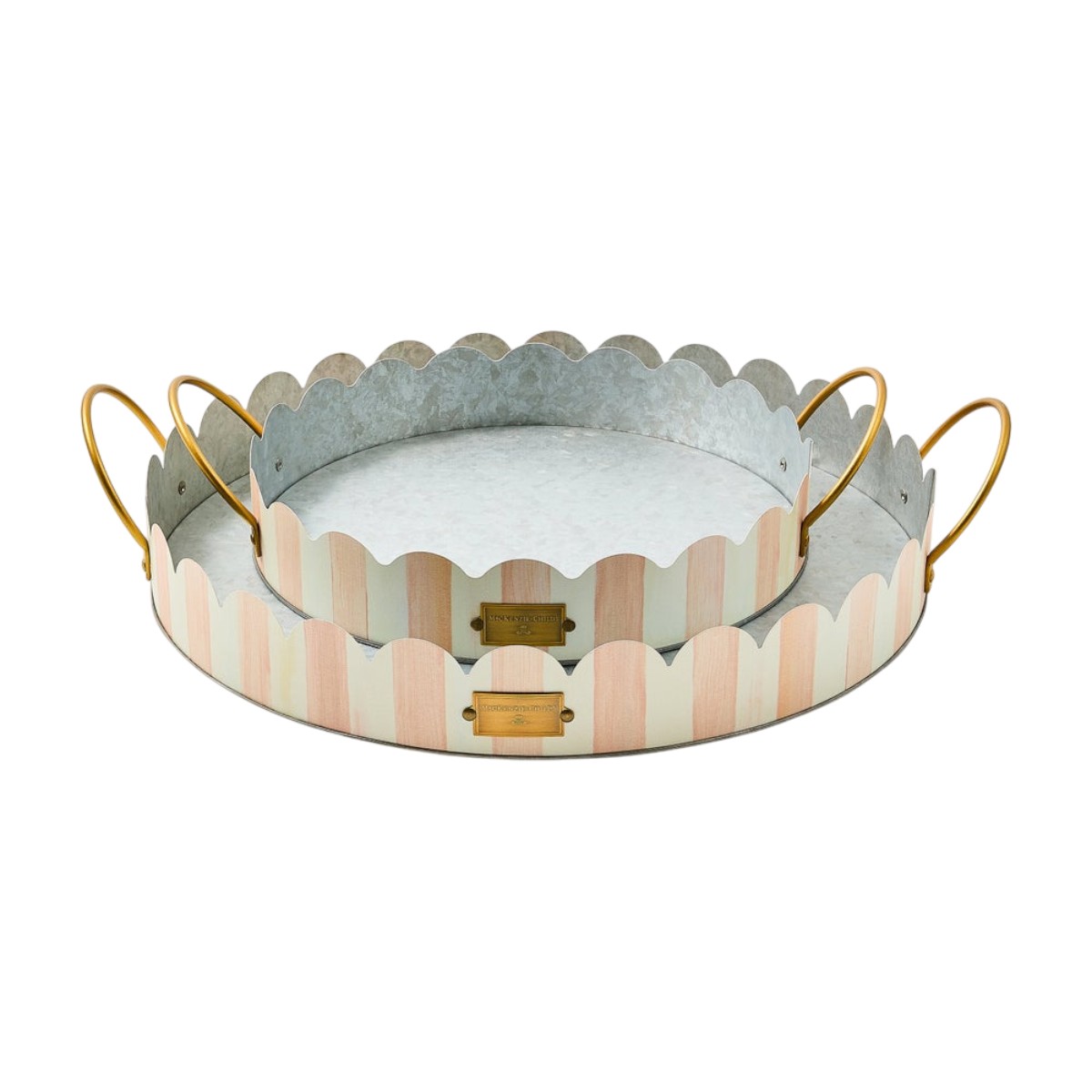 MacKenzie-Childs Rosy Stripe Serving Trays, Set of 2
