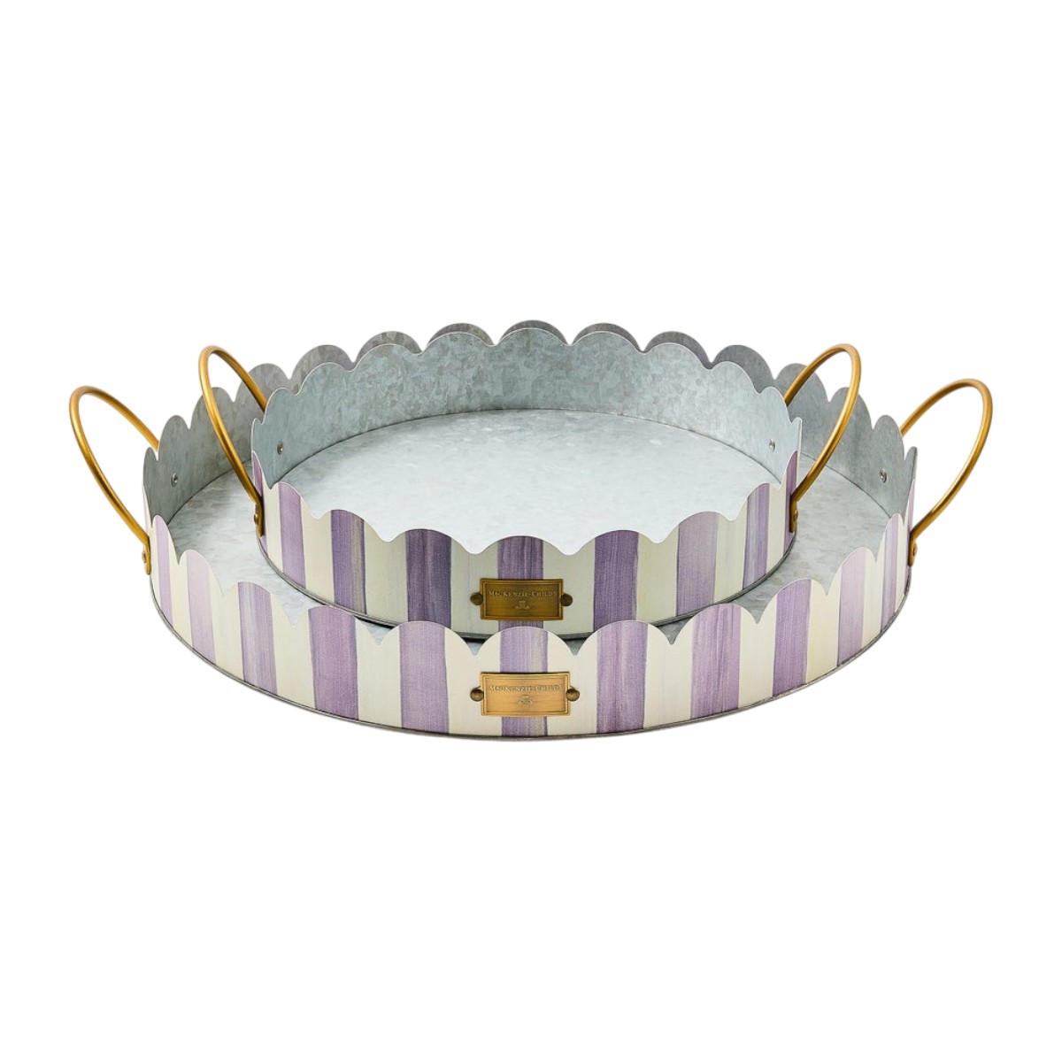 MacKenzie-Childs Violet Stripe Serving Trays, Set of 2