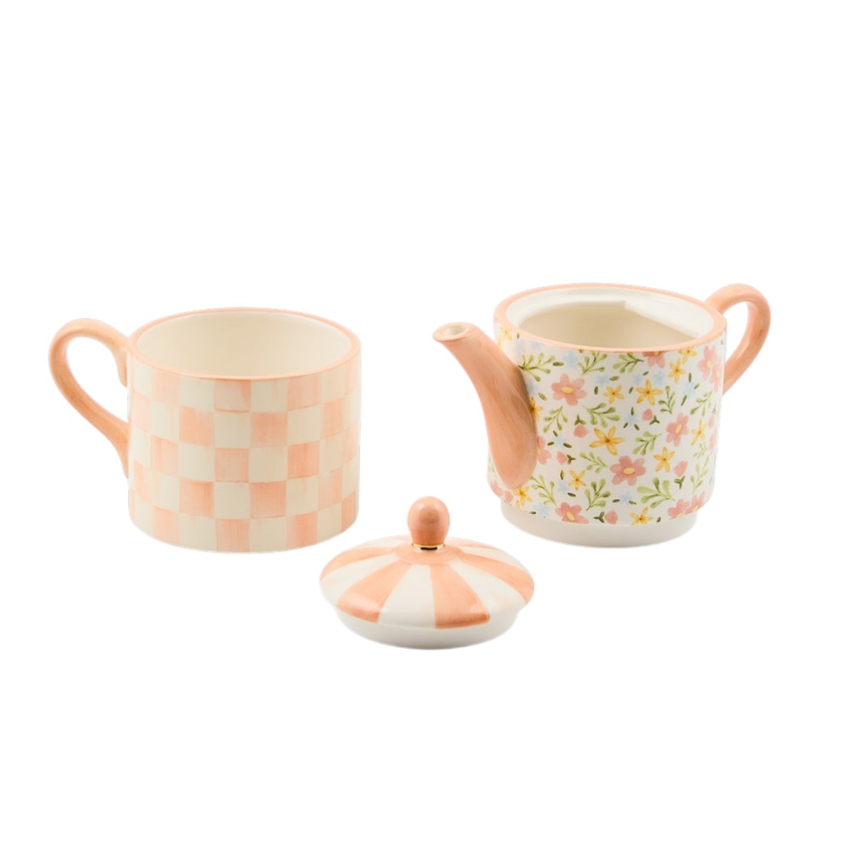 MacKenzie-Childs Ceramic Tea For Me Set, Posie Patch