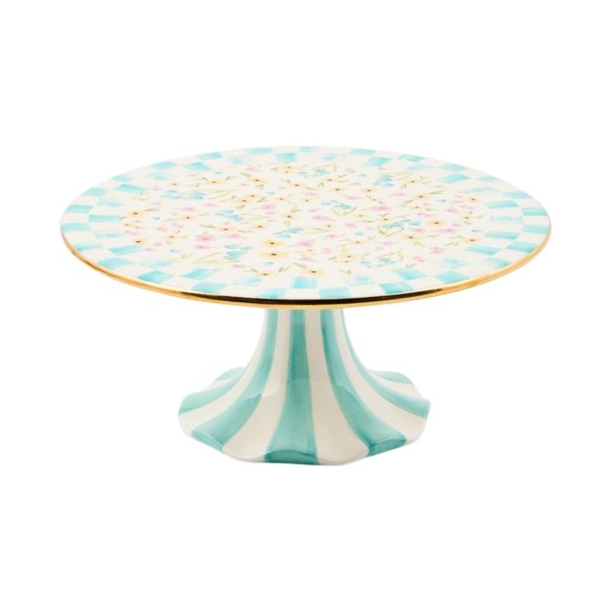 MacKenzie-Childs Small Ceramic Pedestal Platter, Posie Patch