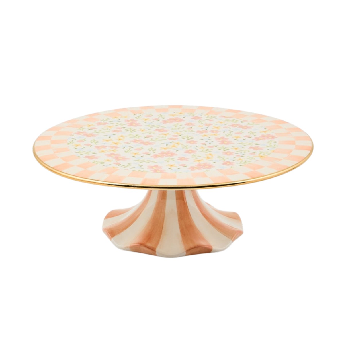 MacKenzie-Childs Ceramic Pedestal Platter, Posie Patch