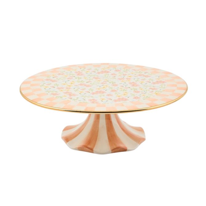 MacKenzie-Childs Ceramic Pedestal Platter, Posie Patch
