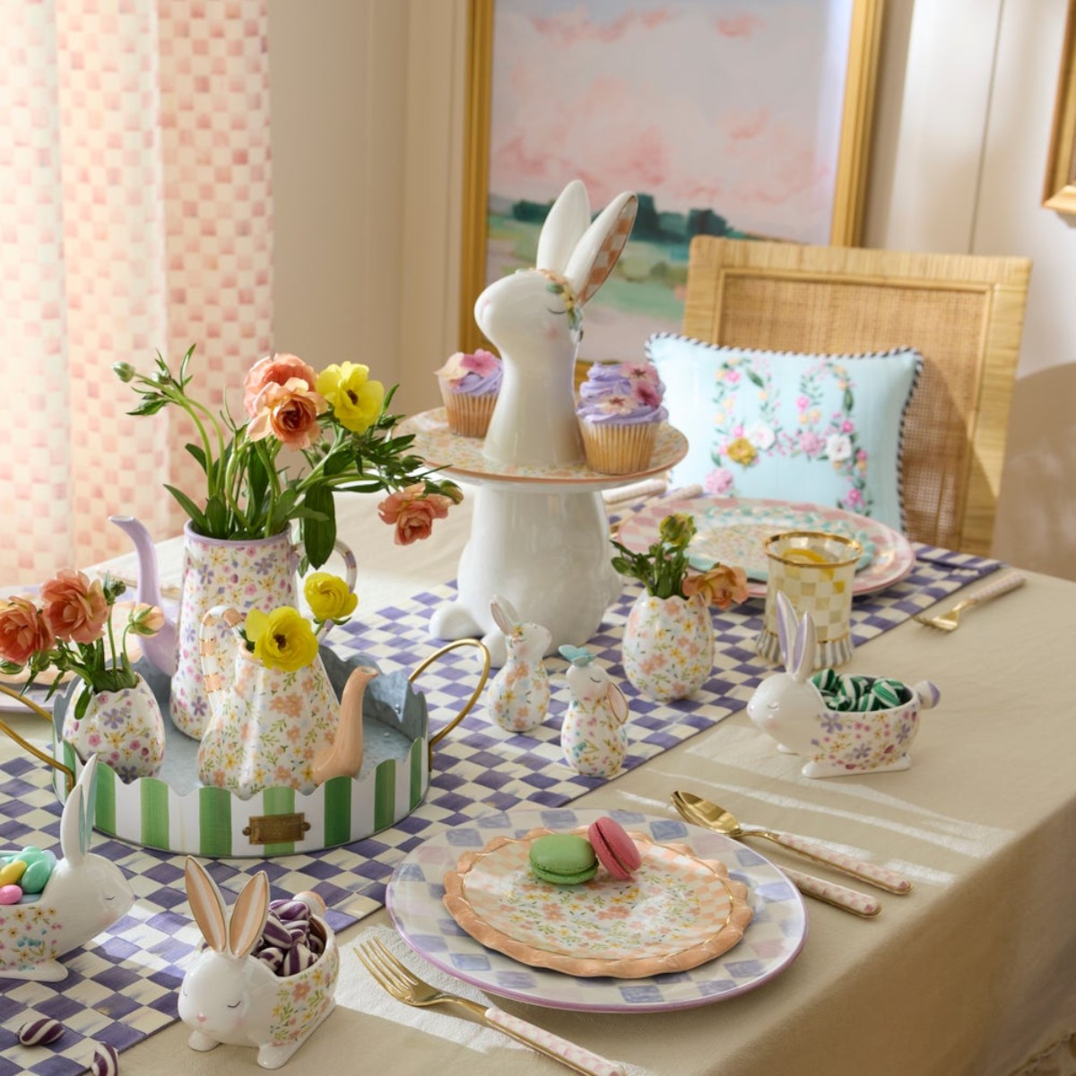 MacKenzie-Childs Rabbit Sweet Stand, Posie Patch