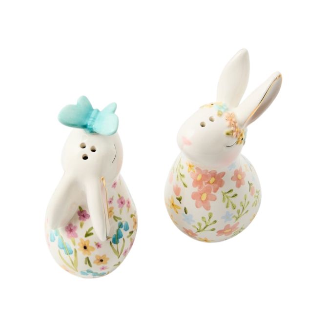 MacKenzie-Childs Rabbit Salt and Pepper Set, Posie Patch | 35514
