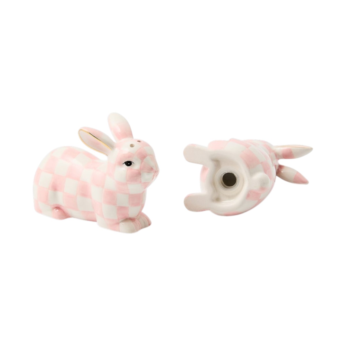 MacKenzie-Childs Bunny Salt and Pepper Set, Rosy Check