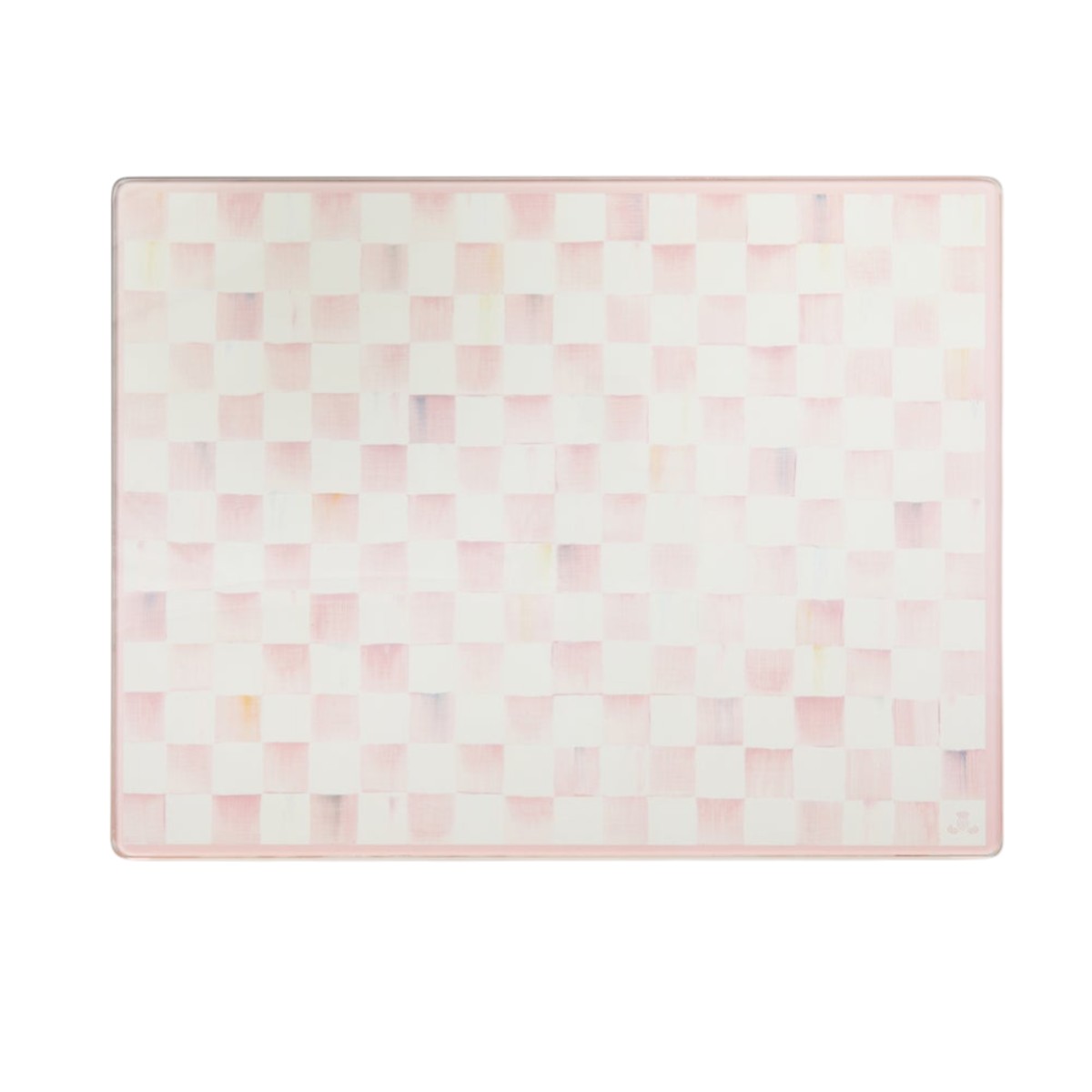 MacKenzie-Childs Set of 2 Glass Cutting Boards, Rosy Check