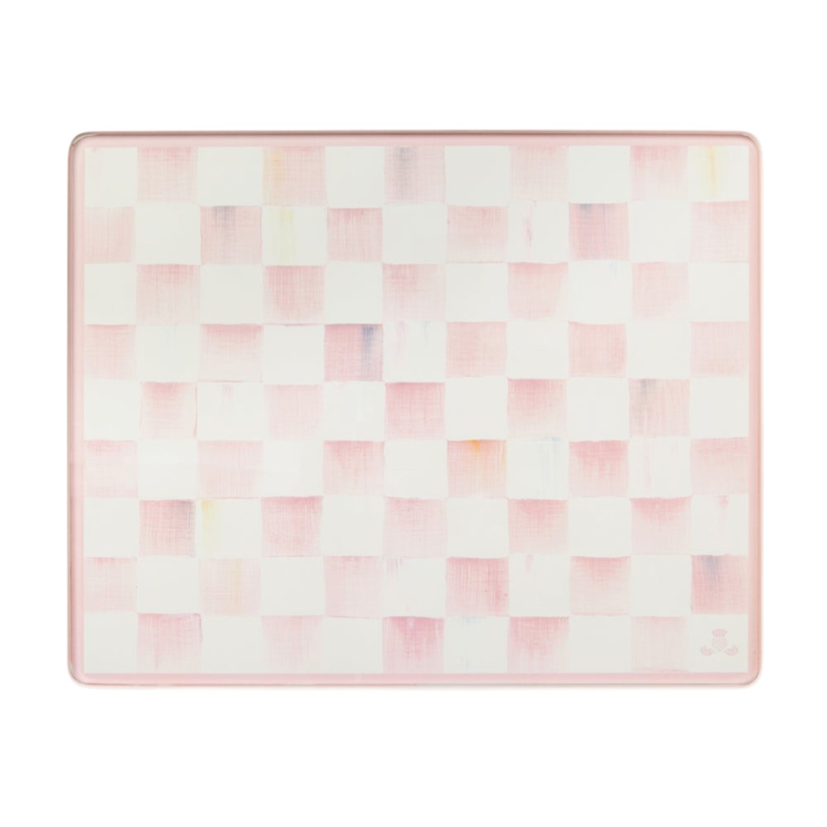 MacKenzie-Childs Set of 2 Glass Cutting Boards, Rosy Check