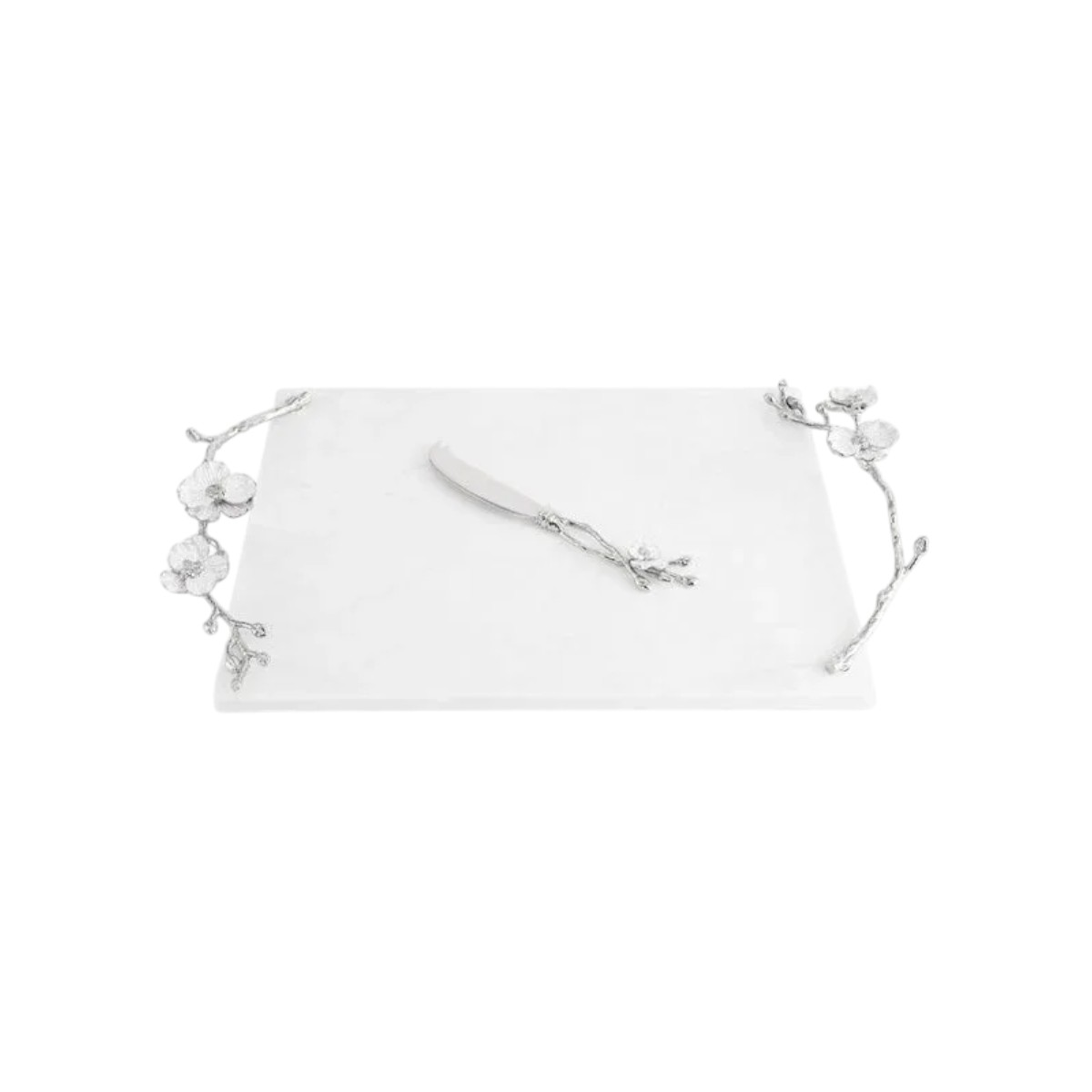 Michael Aram Silver Orchid Cheeseboard with Knife