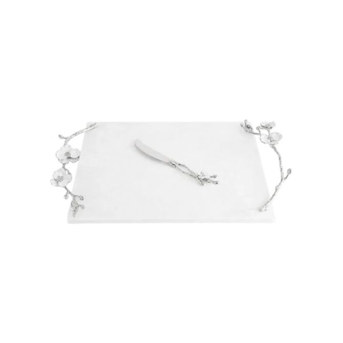 Michael Aram Silver Orchid Cheeseboard with Knife