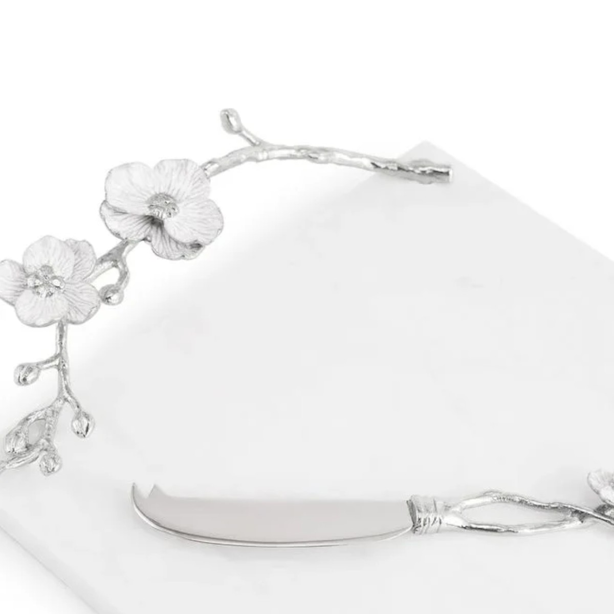 Michael Aram Silver Orchid Cheeseboard with Knife