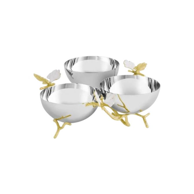 Michael Aram Butterfly Gingko Gold Triple Bowl