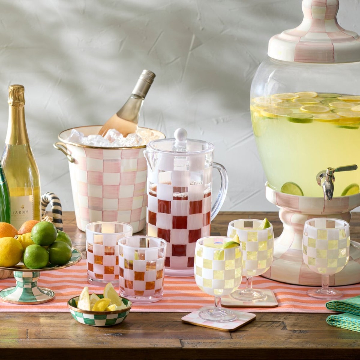MacKenzie-Childs Acrylic Pitcher, White Check