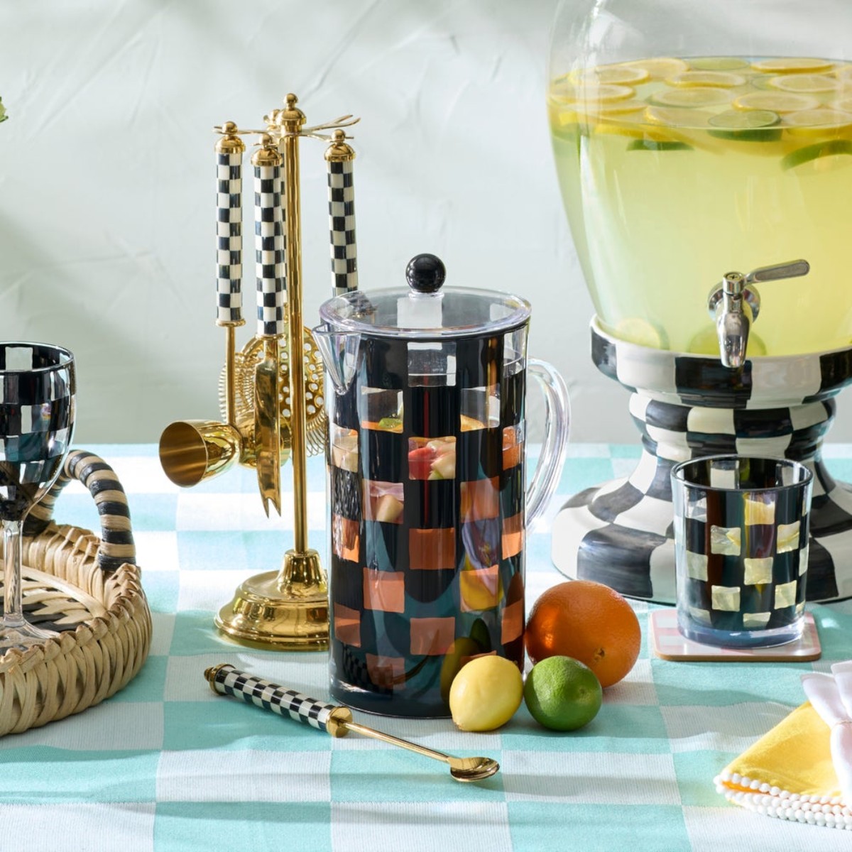 MacKenzie-Childs Acrylic Pitcher, Black Check