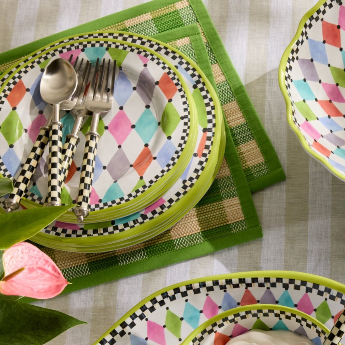 MacKenzie-Childs Palm Springs Melamine Salad Plates, Set of 4