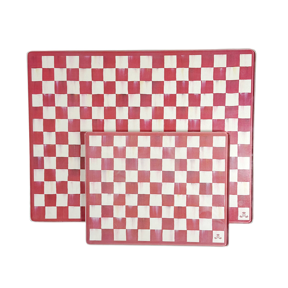 MacKenzie-Childs Set of 2 Cutting Boards, Cherry Check