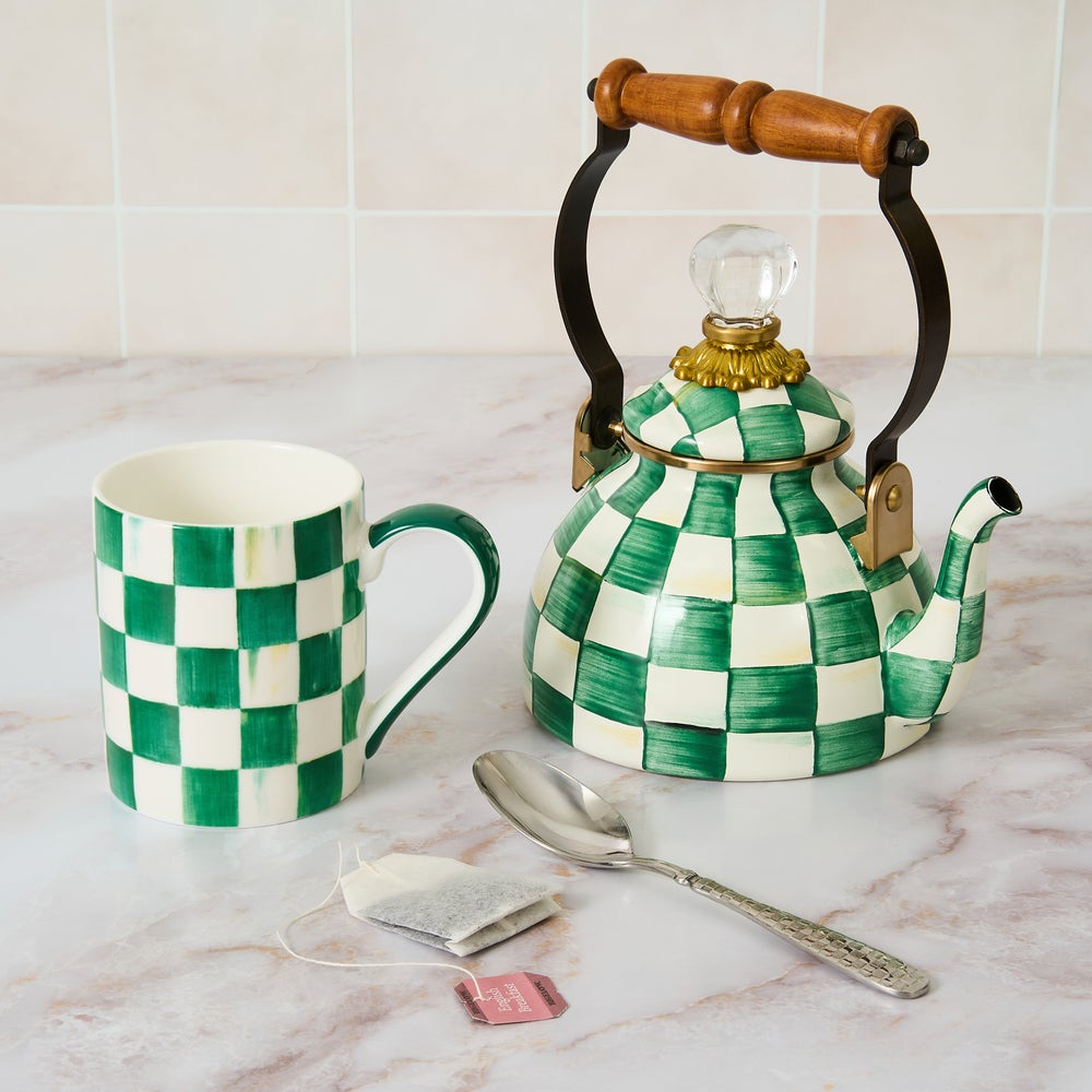 MacKenzie-Childs Porcelain Mug, Emerald Check