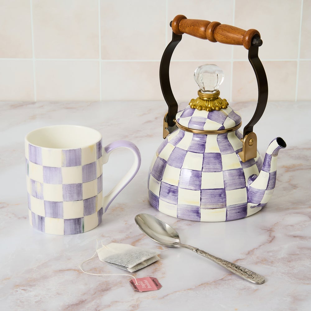 MacKenzie-Childs Porcelain Mug, Violet Check