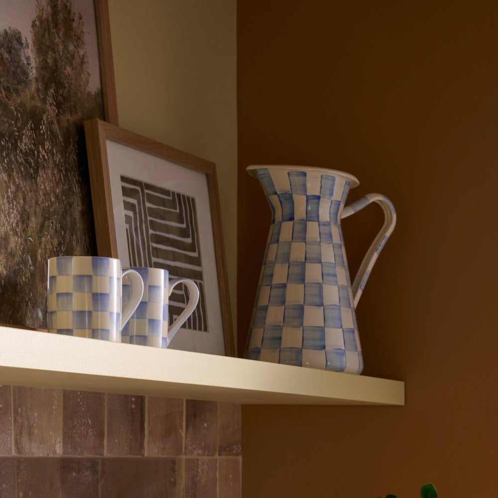 MacKenzie-Childs Large Practical Pitcher, Sky Check