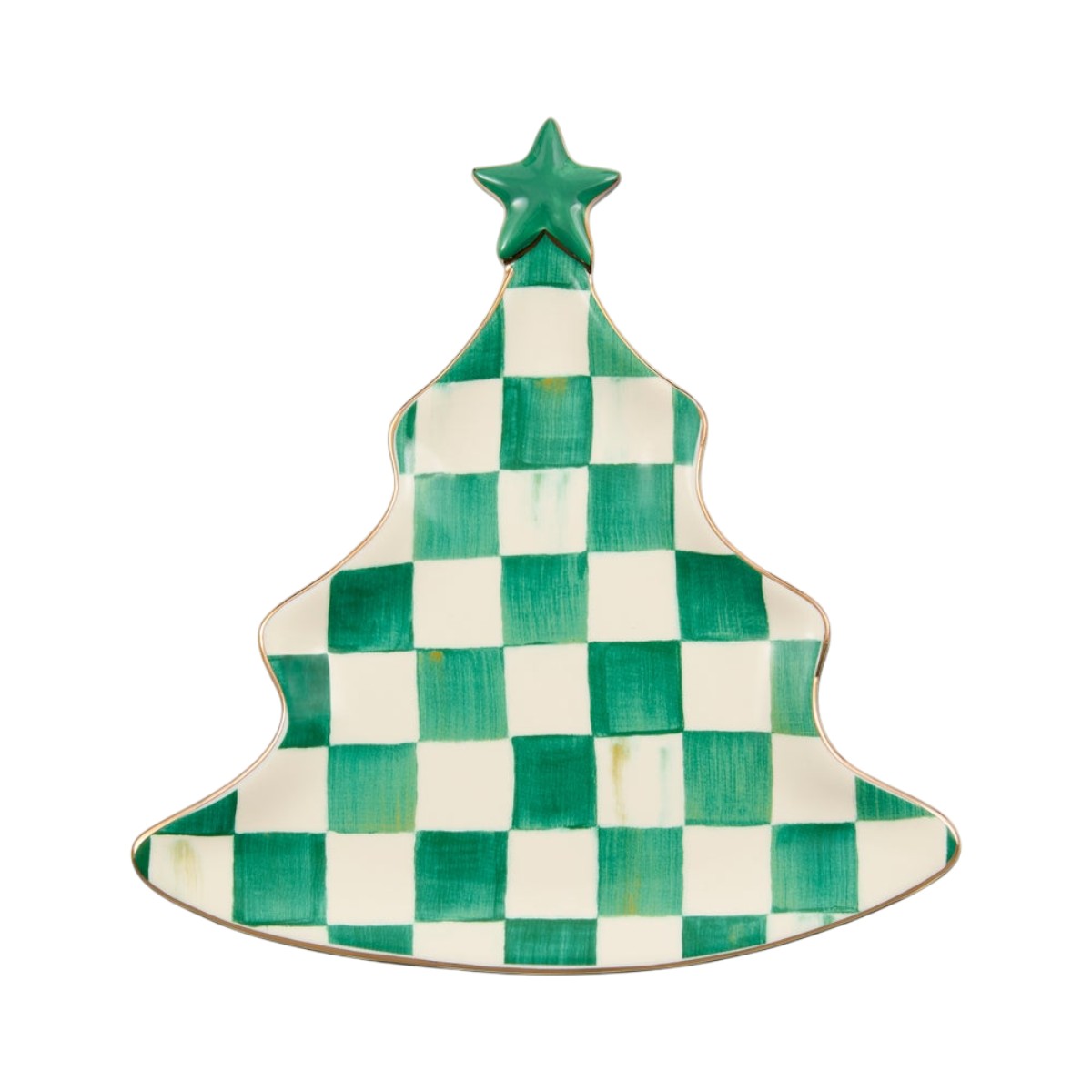 MacKenzie-Childs Tree Trinket Tray, Emerald Check