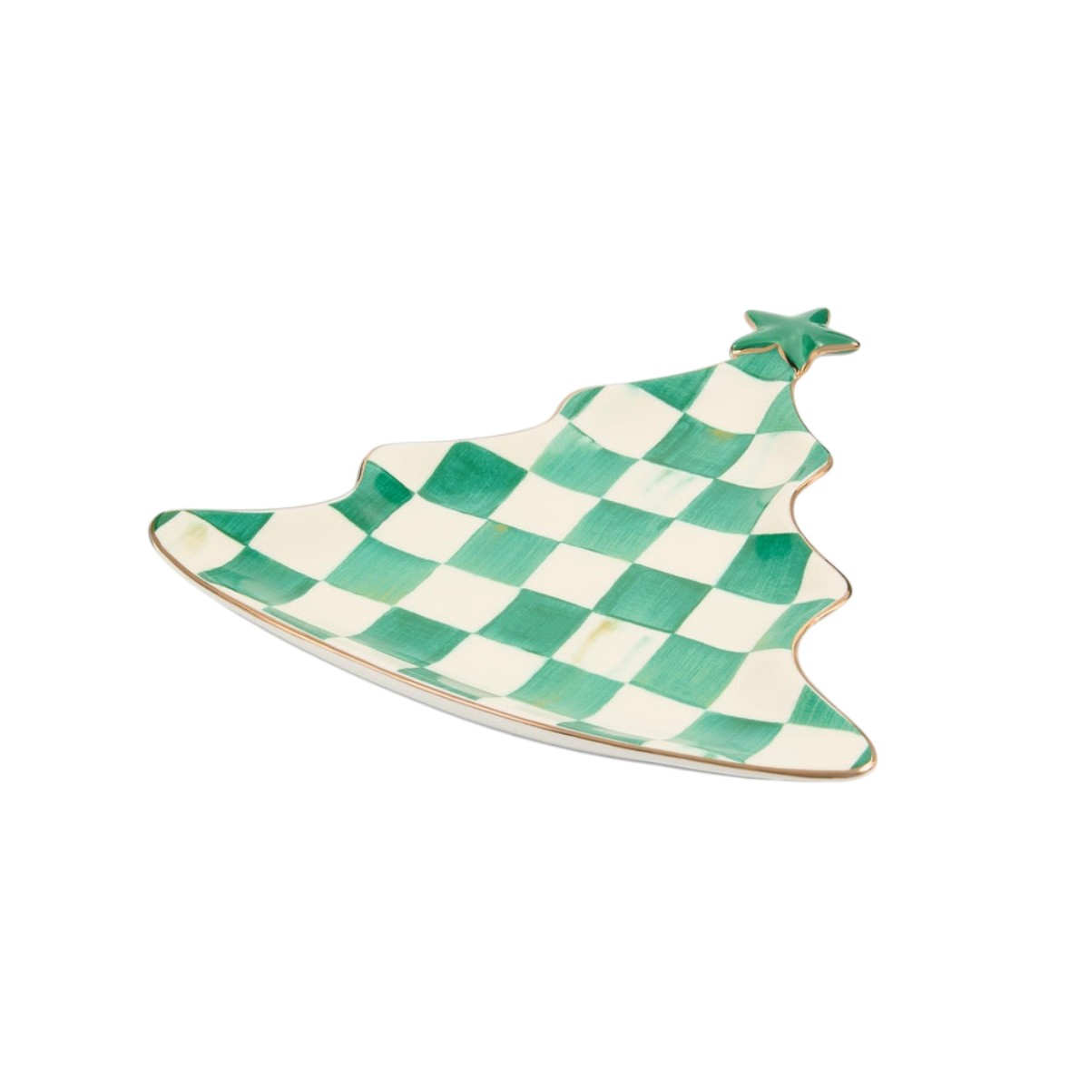 MacKenzie-Childs Tree Trinket Tray, Emerald Check