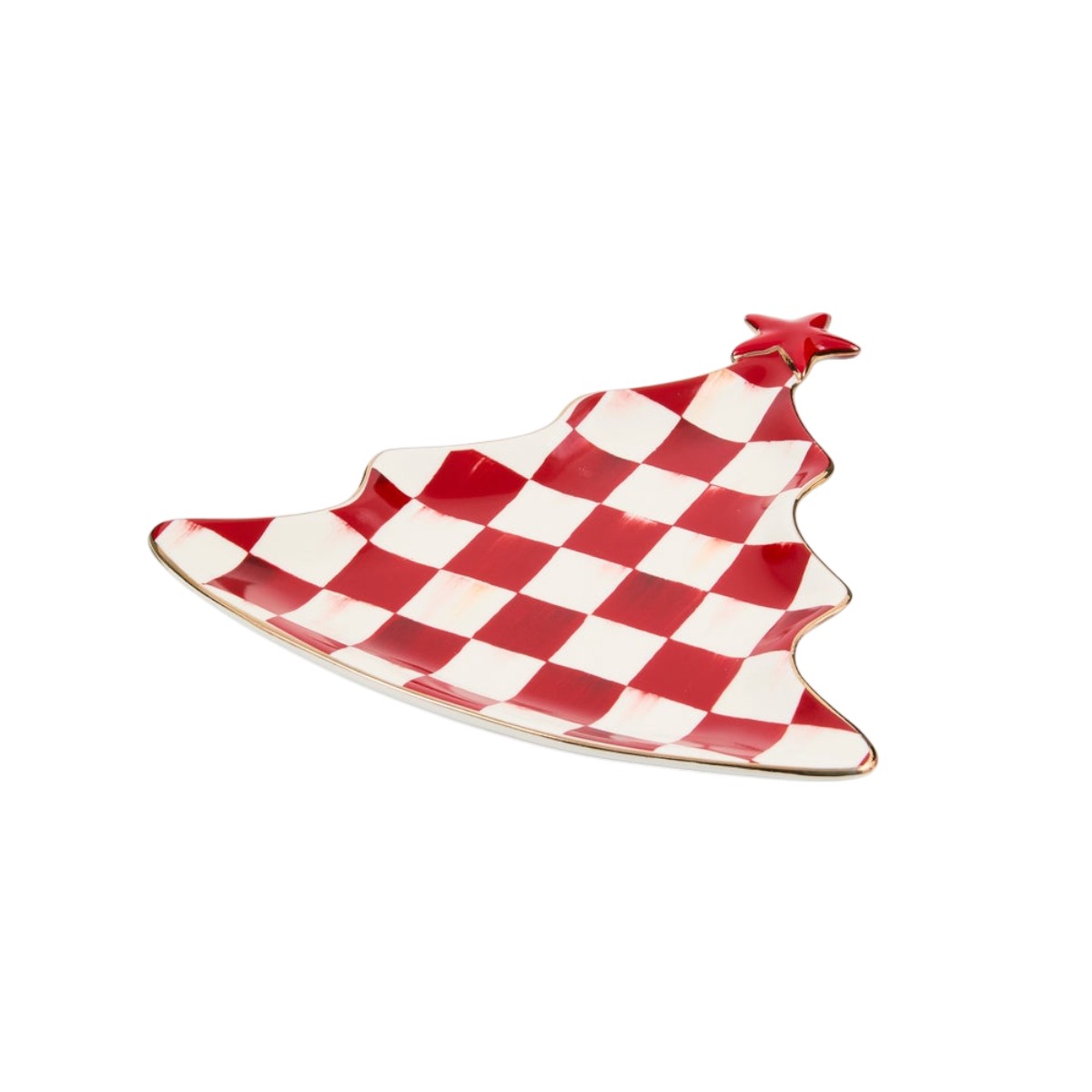 MacKenzie-Childs Tree Trinket Tray, Cherry Check