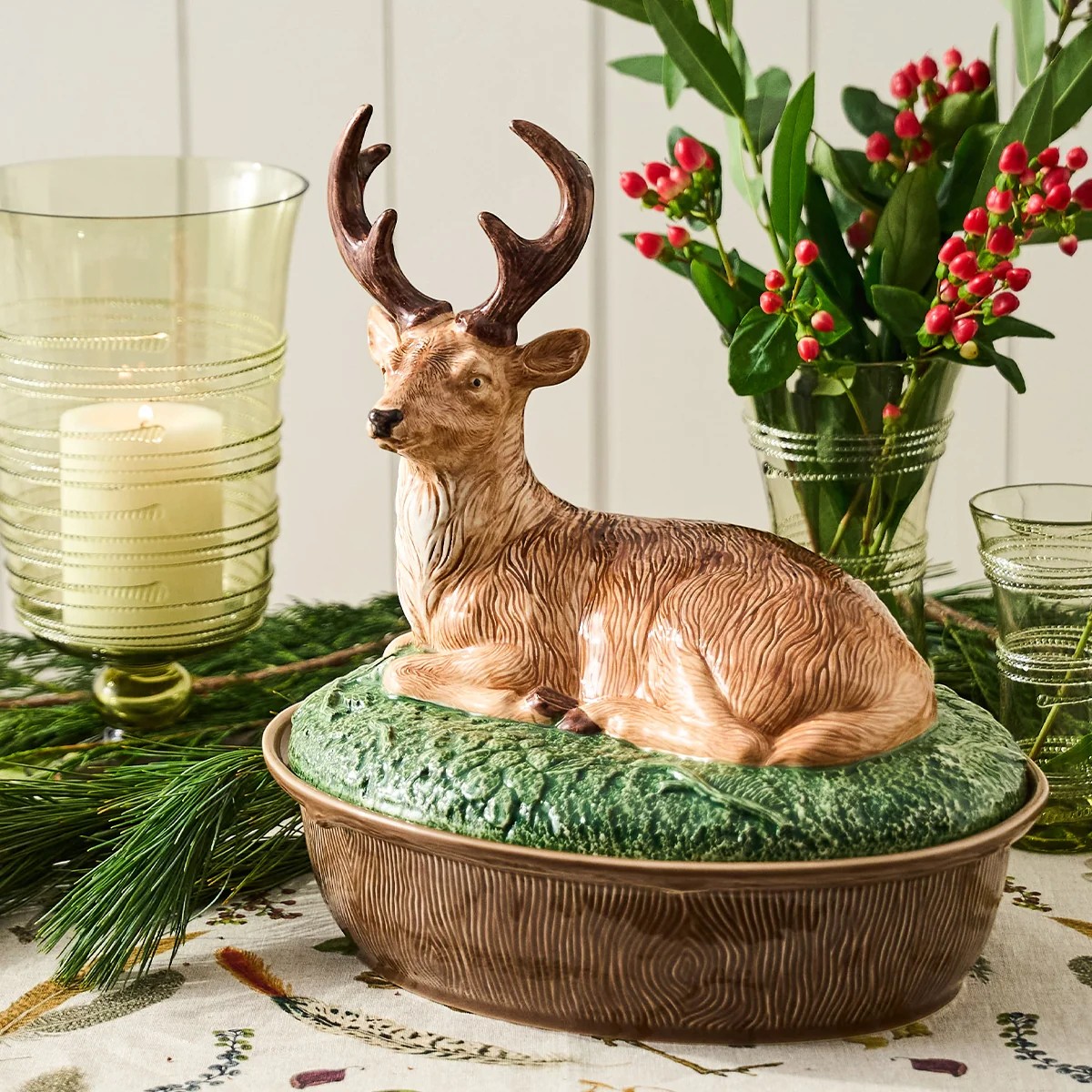 Juliska Forest Walk Stag Baker with Lid, Multicolor