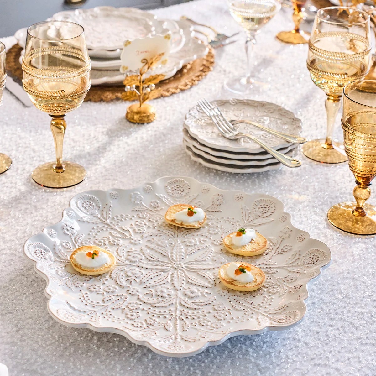 Juliska Berry and Thread Thistle Charger Platter, Whitewash