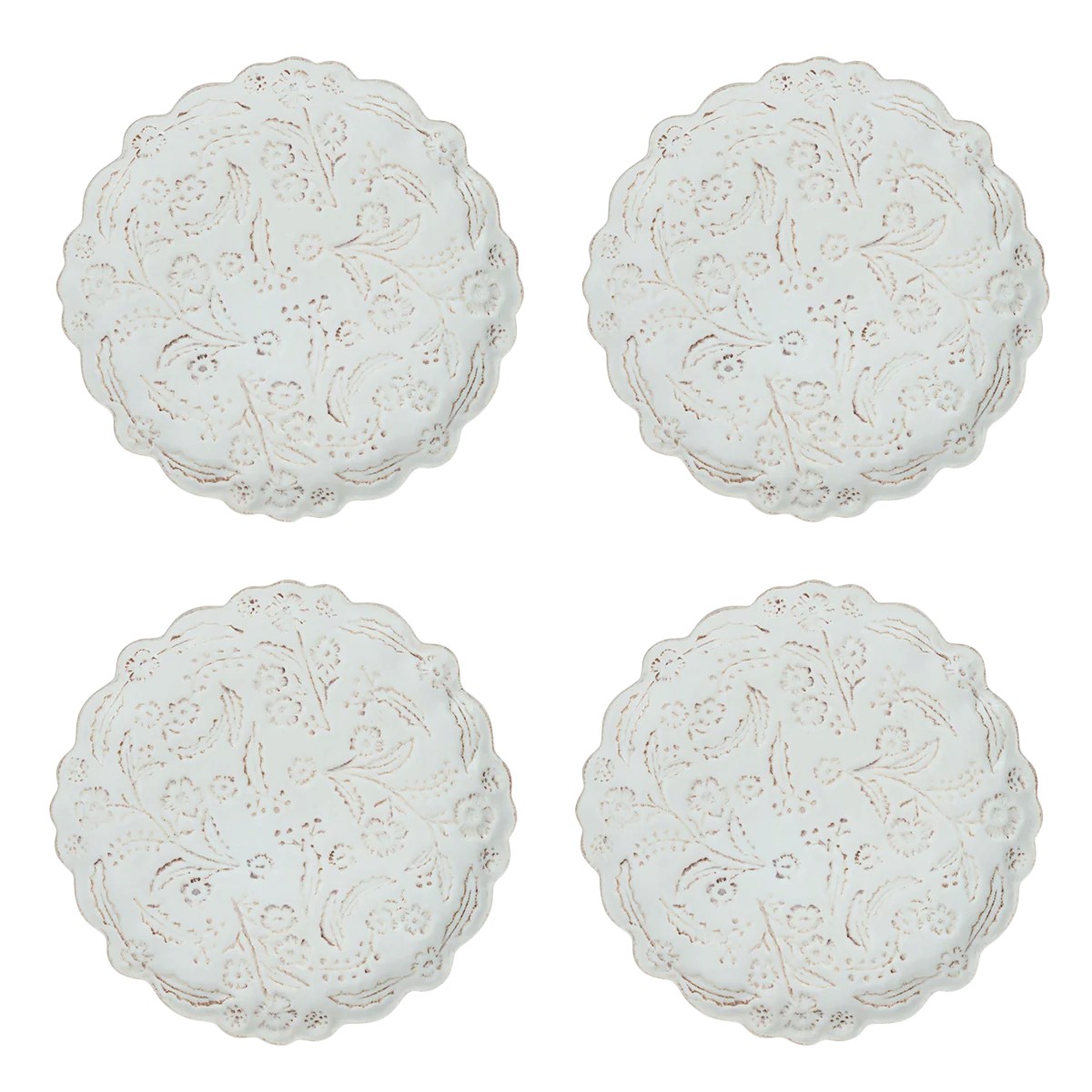 Juliska Berry and Thread Thistle Set of 4 Cocktail Plates, Whitewash