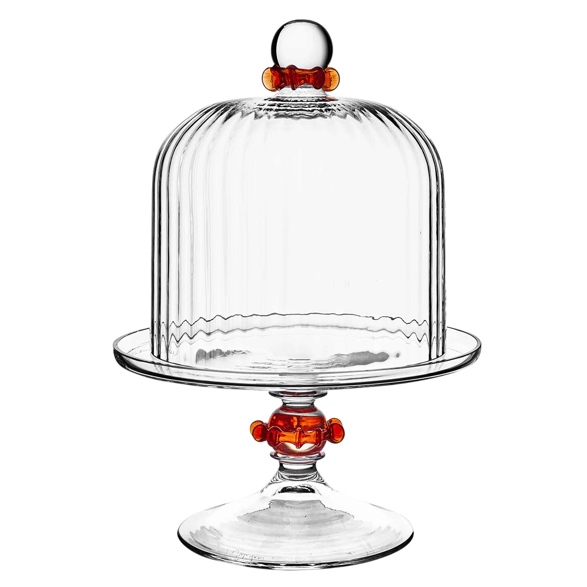 Juliska Nell Ruffle Petite Cake Dome and Stand Set, Ruby