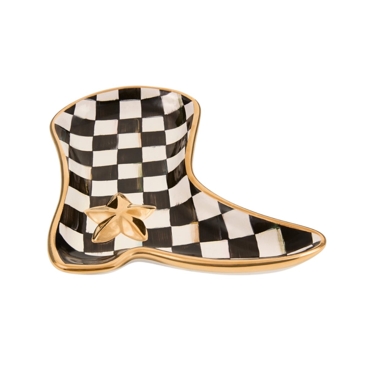 MacKenzie-Childs Lainey Wilson Cowgirl Boot Dish, Courtly Check