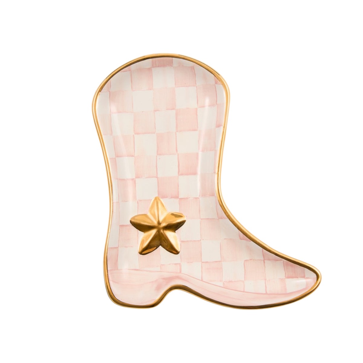 MacKenzie-Childs Lainey Wilson Cowgirl Boot Dish, Rosy Check