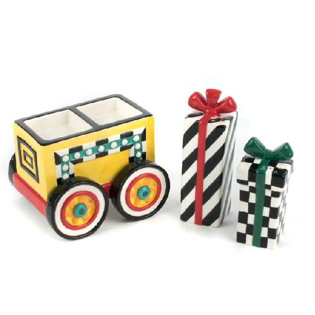 MacKenzie-Childs Christmas Train Salt & Pepper Set