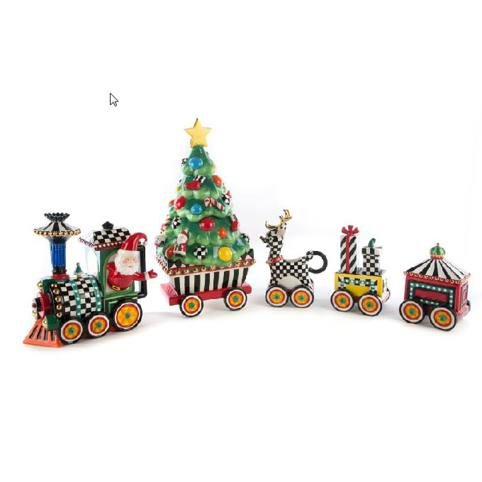 MacKenzie-Childs Christmas Train Salt & Pepper Set