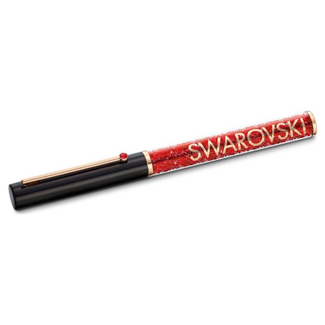 Swarovski Crystalline Gloss Ballpoint Pen, Black and Red Rose Gold Tone