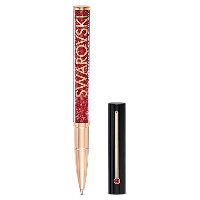 Swarovski Crystalline Gloss Ballpoint Pen, Black and Red Rose Gold Tone