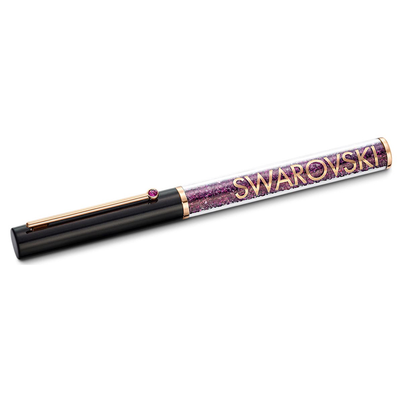 Swarovski Crystalline Gloss Ballpoint Pen, Black and Purple Rose Gold Tone