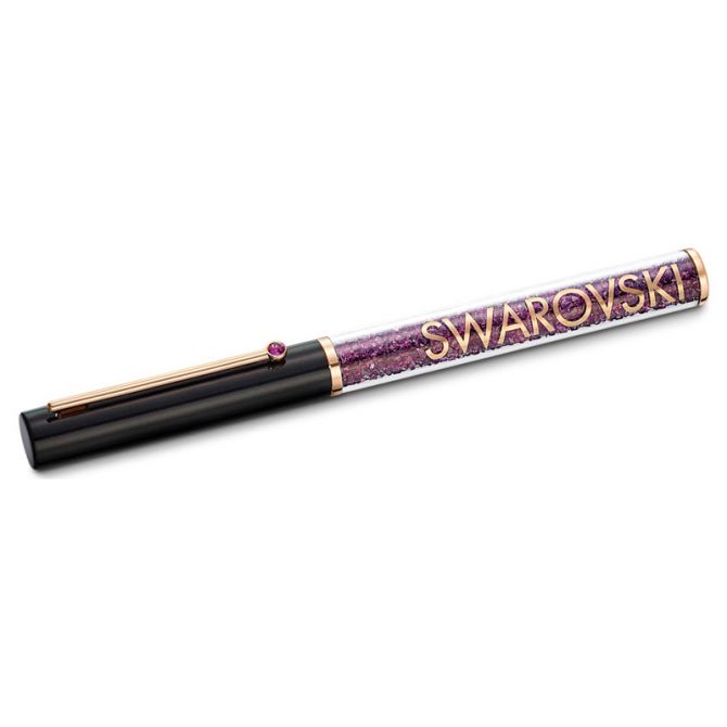 Swarovski Crystalline Gloss Ballpoint Pen, Black and Purple Rose Gold Tone