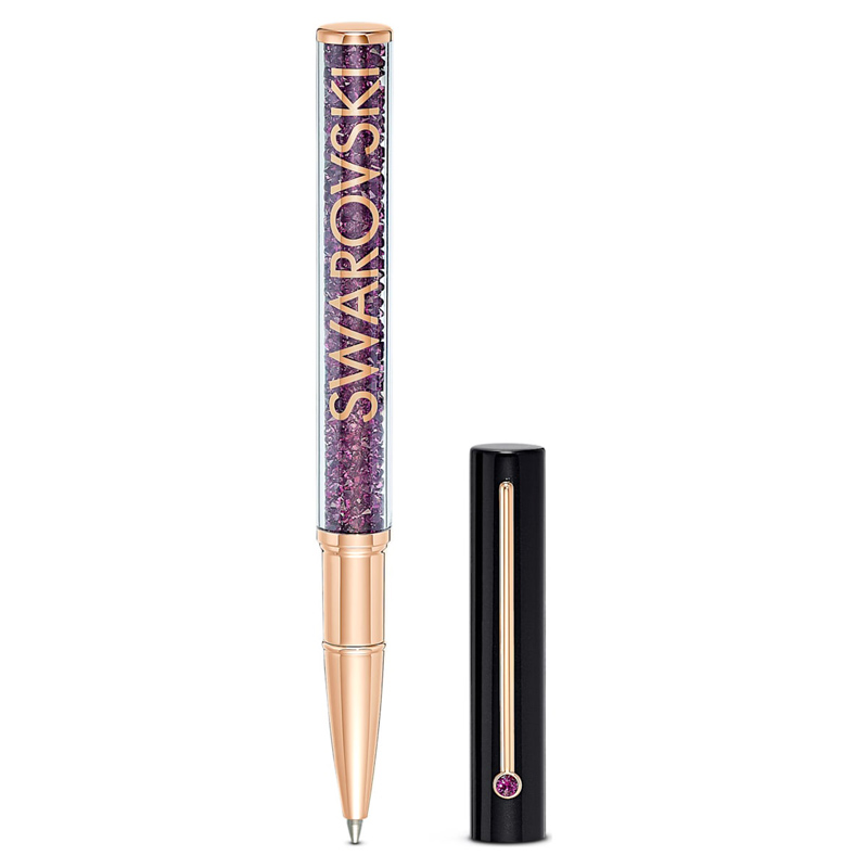 Swarovski Crystalline Gloss Ballpoint Pen, Black and Purple Rose Gold Tone