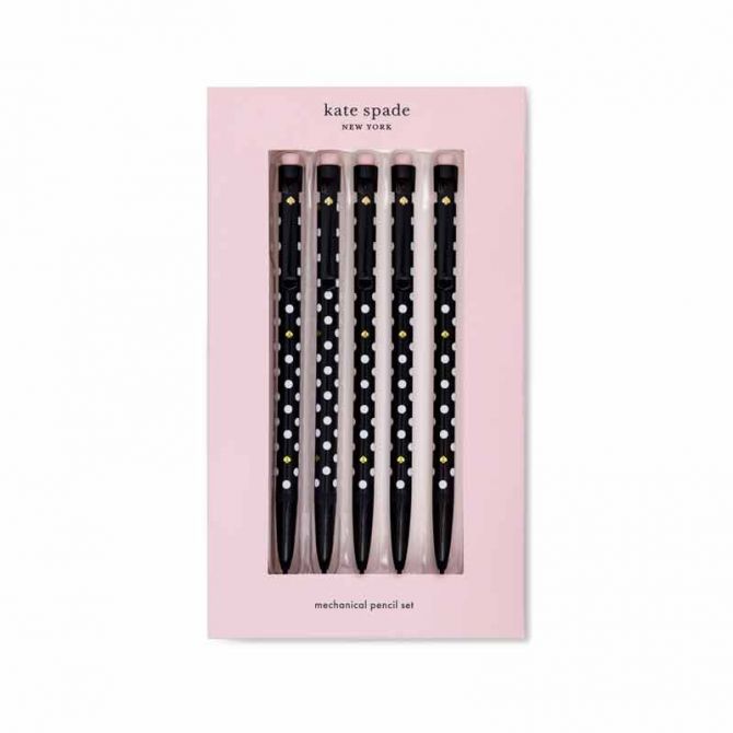 Kate Spade Mechanical Pencil Set, Black and White Polka Dots