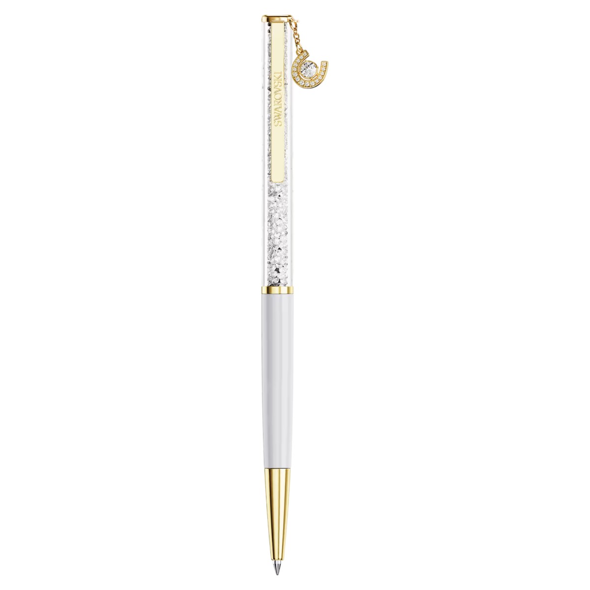 Swarovski Horse Shoe Crystalline Ballpoint Pen, White Lacquered and Gold Tone Plated