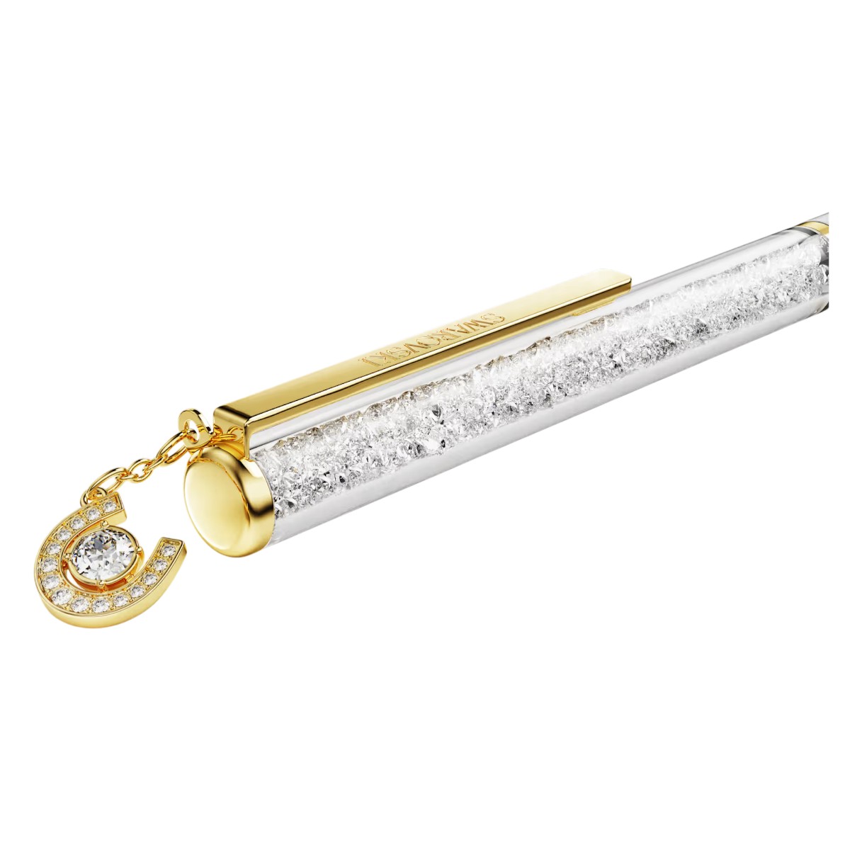 Swarovski Horse Shoe Crystalline Ballpoint Pen, White Lacquered and Gold Tone Plated