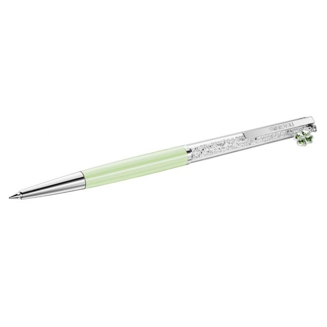 Swarovski Clover Crystalline Ballpoint Pen, Green Lacquered and Chrome Plated